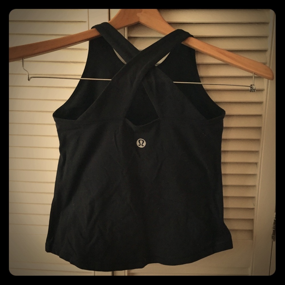 Lululemon Black Cross Back Yoga Tank Top Size 8